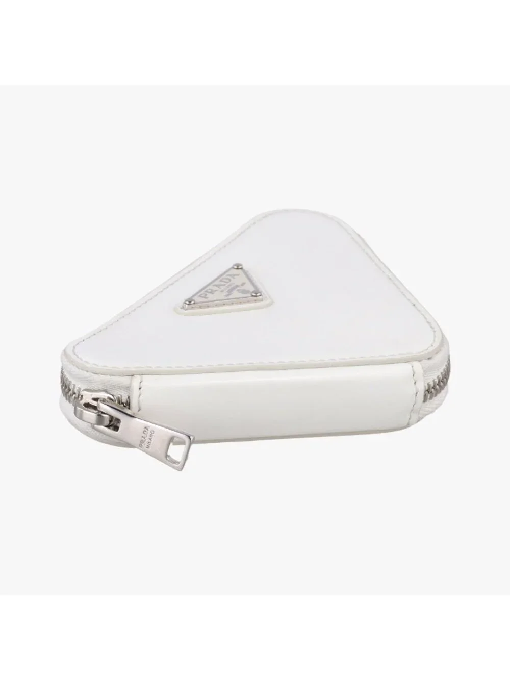 Prada Triangle Chain Pouch White Leather
